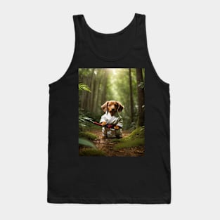 Cute Samurai Puppy in Forest Tank Top